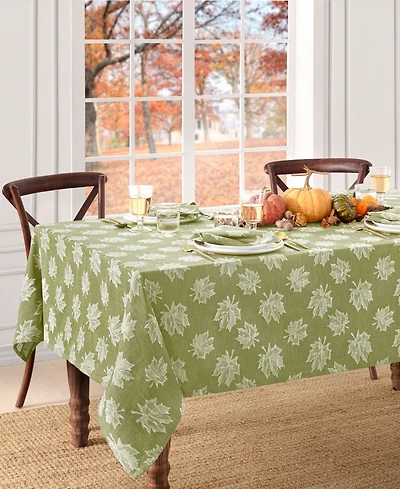 Elrene Falling Leaves Jacquard Cotton Tablecloth, 60"x 102"