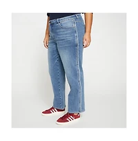 Universal Standard Womens Plus Elliot Mid Rise Tuxedo Stripe Jeans