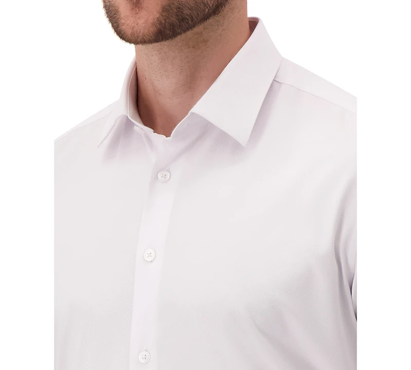 Report Collection Men's Long Sleeve 4-Way Tonal Geo Dress Shirt