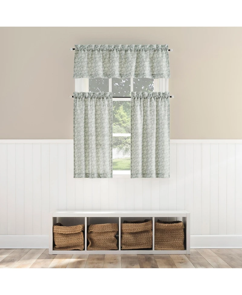 Marist Floral Semi-Sheer Rod Pocket Kitchen Curtain Valance