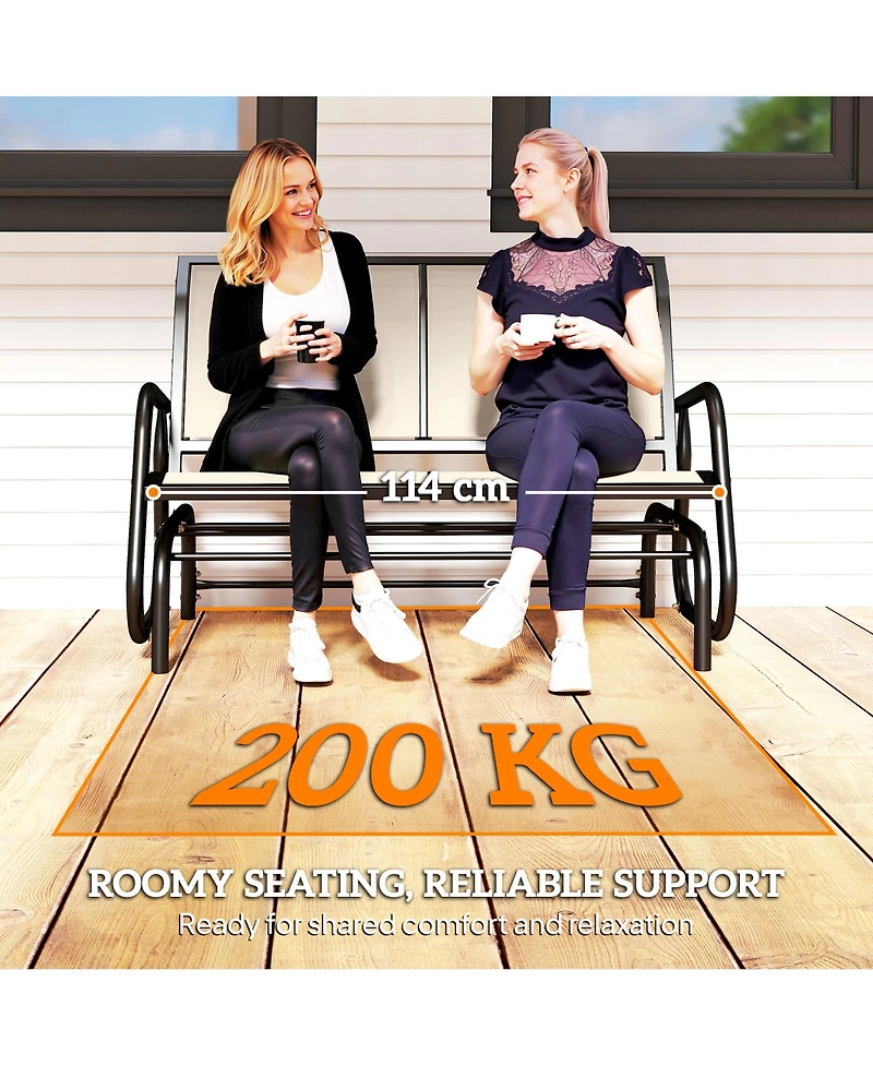 Outsunny 2-Person Patio Glider Bench Rocking Chair Loveseat w/ Armrest