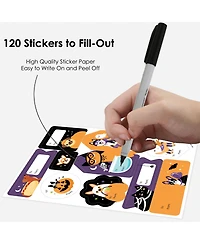 Big Dot of Happiness Halloween Pets - Assorted To and From Treat Stickers - 12 Sheets