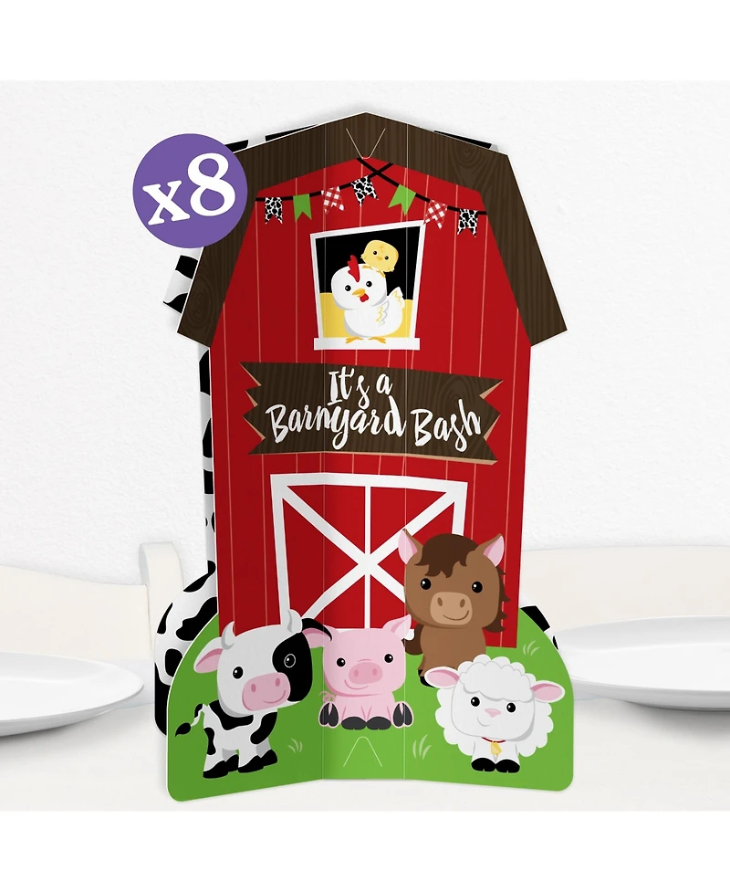 Big Dot of Happiness Freestanding 3D Farm Animals Barn Centerpiece Table Decorations