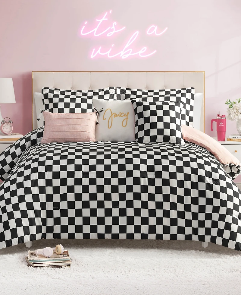Juicy Couture Checkerboard Reversible 6-Pc. Comforter Set, Full/Queen