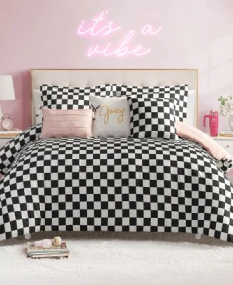 Juicy Couture Checkerboard Reversible Comforter Set