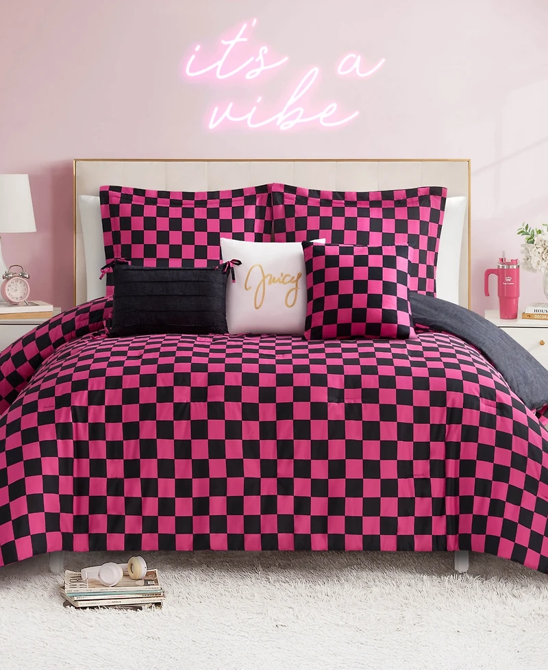 Juicy Couture Checkerboard Reversible 6-Pc. Comforter Set