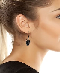 Betsey Johnson Faux Stone Spiky Heart Dangle Earrings