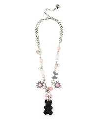 Betsey Johnson Faux Stone Teddy Bear Charm Bib Necklace