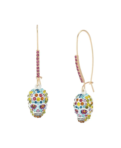 Betsey Johnson Faux Stone Sugar Skull Dangle Earrings