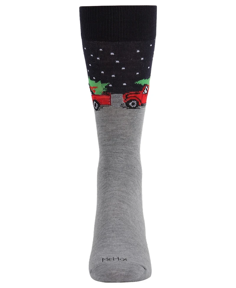 MeMoi Men's Holiday Pup Pick Up Crew Socks