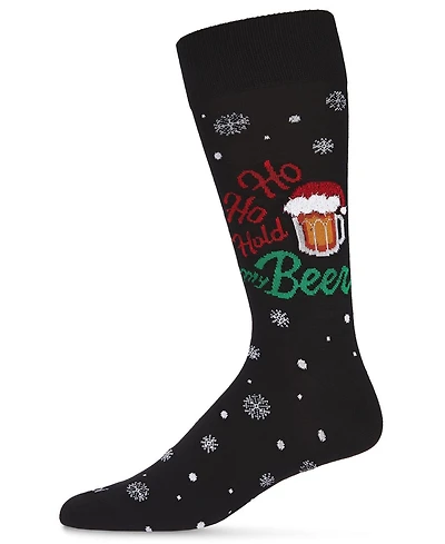 MeMoi Men's Hold My Beer Holiday Crew Socks