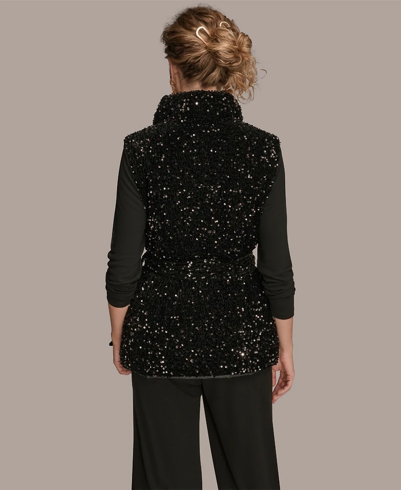 Donna Karan New York Women's Tie Waist Sequin Vest