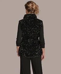 Donna Karan New York Women's Tie Waist Sequin Vest