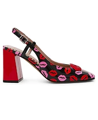 Betsey Johnson Women's Ashhley Novelty Lips Slingback Block-Heel Pumps