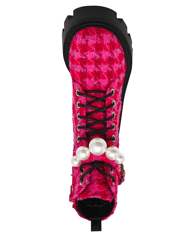 Betsey Johnson Women's Jonnie Embellished Combat Booties