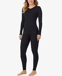 Cuddl Duds Petite Henley Neck Long Sleeve Top