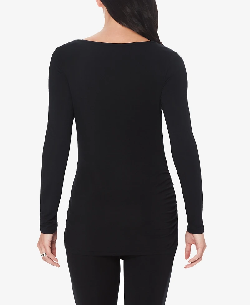 Cuddl Duds Petite Maternity Ballet Neck Long Sleeve Top