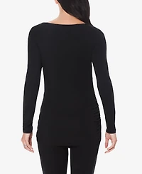 Cuddl Duds Petite Maternity Ballet Neck Long Sleeve Top