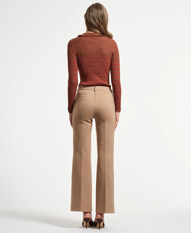 Isaac Mizrahi Women's Ponte Flare Mid Rise Pants