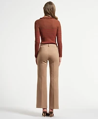 Isaac Mizrahi Women's Ponte Flare Mid Rise Pants