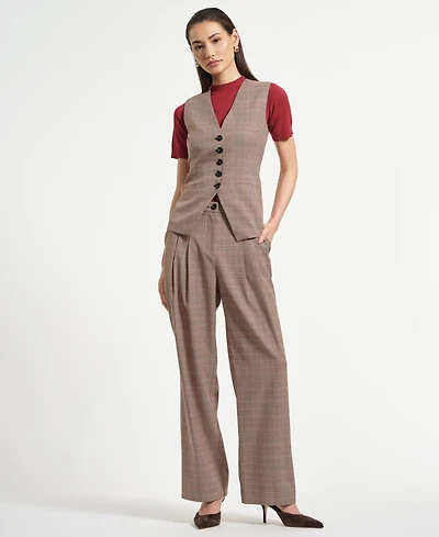 Isaac Mizrahi Women's Plaid Sleeveless Vest