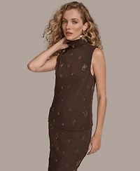 Donna Karan New York Women's Embroidered Sleeveless Top