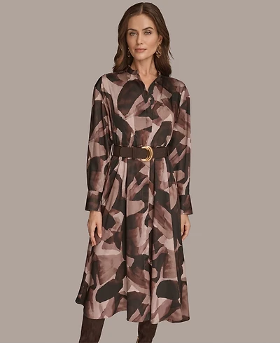 Donna Karan New York Women's Belted Printed Shirtdress