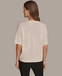 Donna Karan New York Women's Short Sleeve Sequin Sweater