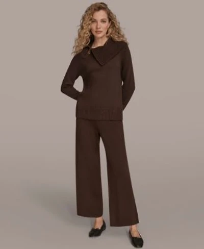 Donna Karan New York Womens Asymmetric Sweater Pull On Sweater Pants