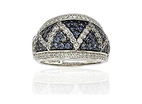 Suzy Levian Sterling Silver & Created White Sapphire Pave Zig Zag Ring