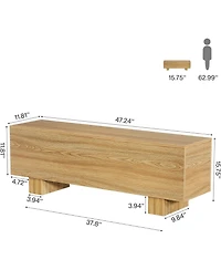 Tribesigns 47.2" Entryway Bench, Wooden Bedroom Bench End of Bed, Easy Assembly