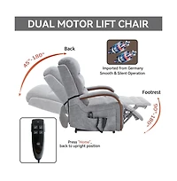 Maison Boucle Dual Motor Power Lift Recliner with Massage & Heat, Infinite Position Electric Chair with Solid Wood Arms-Maison Boucle