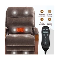 Maison Boucle Dual Motor Power Lift Recliner with Massage & Heat, Infinite Position Electric Chair Solid Wood Arms-Maison