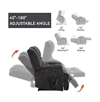 Maison Boucle Chenille Power Lift Recliner for Seniors with Heat & Massage, Dual Motor Electric Chair, Infinite Position-Maison