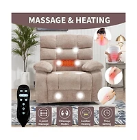 Maison Boucle Oversized Chenille Power Lift Chair with Massage & Heat, Dual Motor Electric Recliner, Infinite Position-Maison