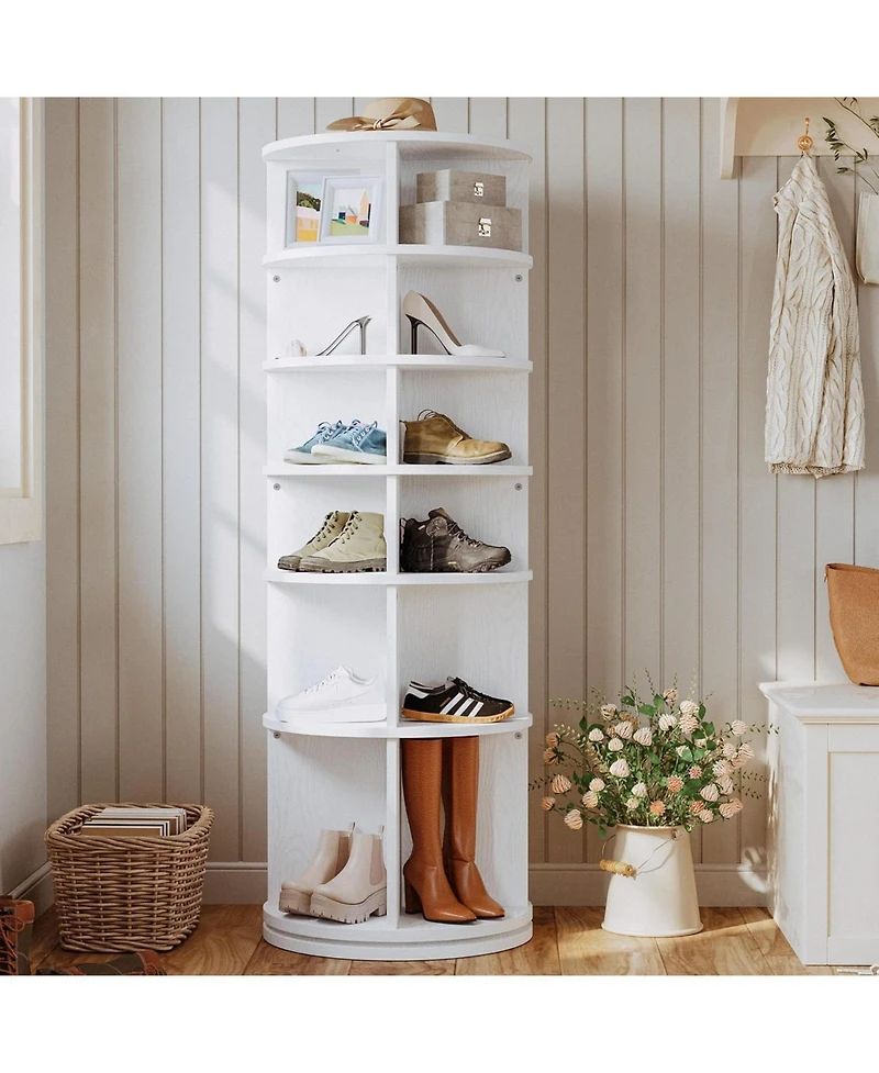 Ironck Rotating Shoe Rack Tower, Free Standing 360° Revolving Spinning, White