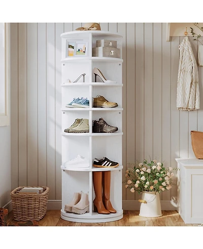 Ironck Rotating Shoe Rack Tower, Free Standing 360° Revolving Spinning, White