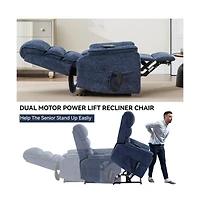 Dual Motor Power Lift Recliner with Heat & Massage, Chenille Electric Chair for Elderly, Infinite Position-Maison Boucle