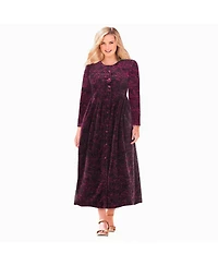 Woman Within Plus Size 21-Button Velour Dress