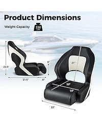 Akiudex Flip-Up Bolster Boat Seat with Pvc Leather and Hdpe Frame