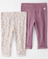 Little Planet by Carter's Baby Girls 2-Pack Organic Floral Leggings