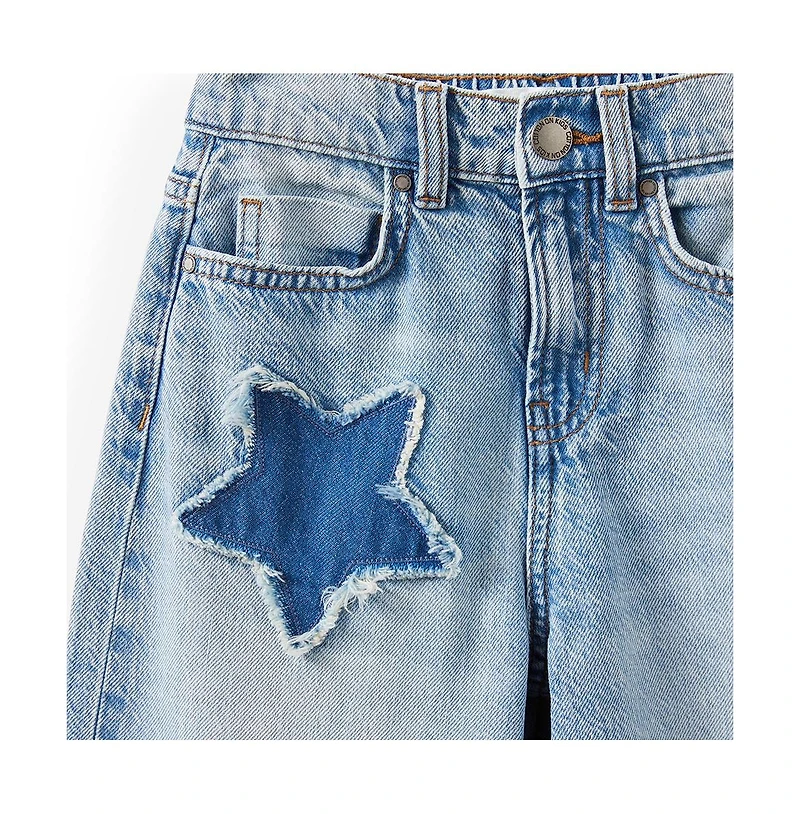 Cotton On Little Girls Embellished Super Wide Denim Jean