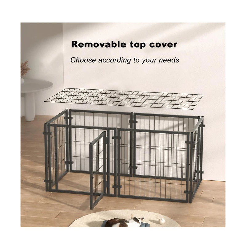 Aostirmotor Black 47 in. Dog Crate for Small Medium Large Dogs, Puppy Dog Playpen for Yard Indoor Outdoor Use
