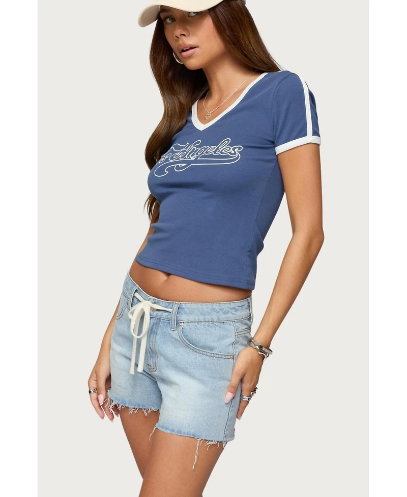 Edikted Womens Los Angeles Contrast T Shirt