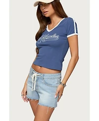 Edikted Womens Los Angeles Contrast T Shirt