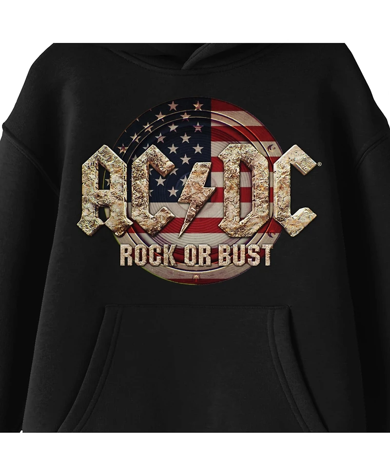 Ac/Dc Boys Acdc Rock Or Bust Long Sleeve Black Hooded Sweatshirt-xl