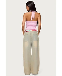 Edikted Women's Caitie Striped Buckle Halter Top