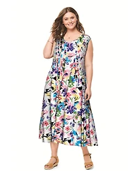 Woman Within Plus Pintucked Sleeveless Dress