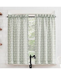 No. 918 Marist Floral Semi-Sheer Rod Pocket Kitchen Curtain Tier Pair