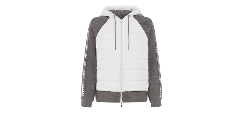 Olsen Women's Zip Front Mixed Media Hooded Jacket